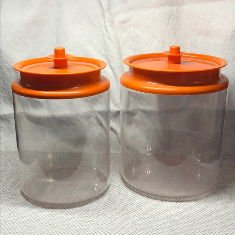 Vintage Orange Tupperware Cannisters